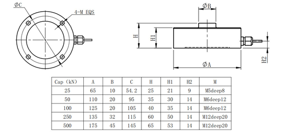 cảm biến thép không gỉ Mô-đun 25 ~ -500kN Cân công nghiệp chi phí thấp Cảm biến tải trọng một điểm